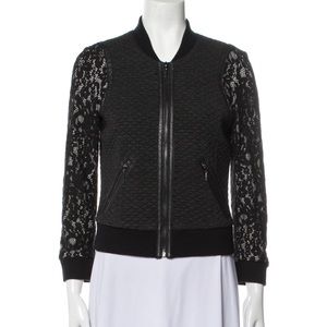 Rebecca Taylor Jacket Lace Sleeve Bomber Jacket